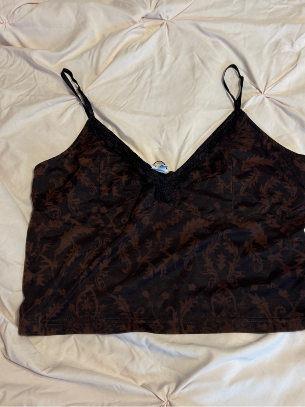 Princess Polly Black & Brown Lace-Trim Cami Top